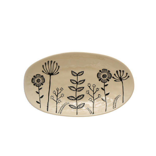 Stoneware Floral Platter