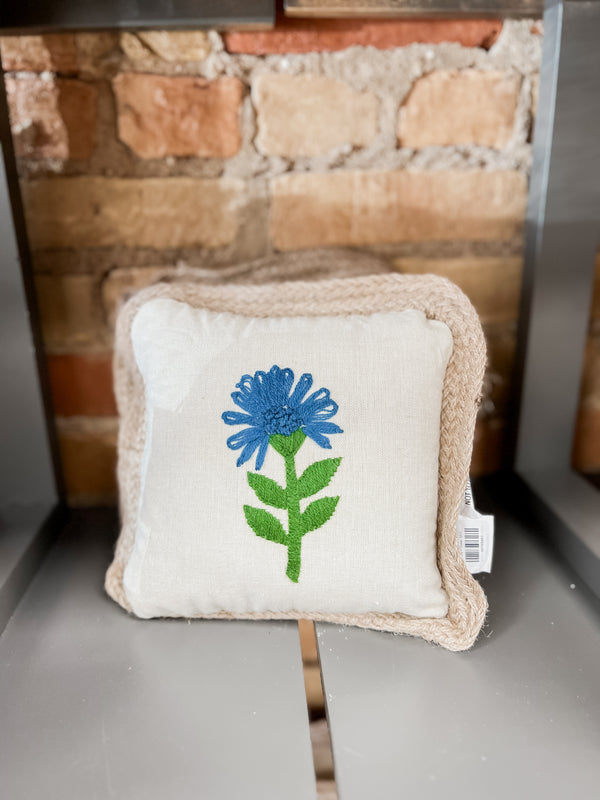 Blue Flower Mini Pillow