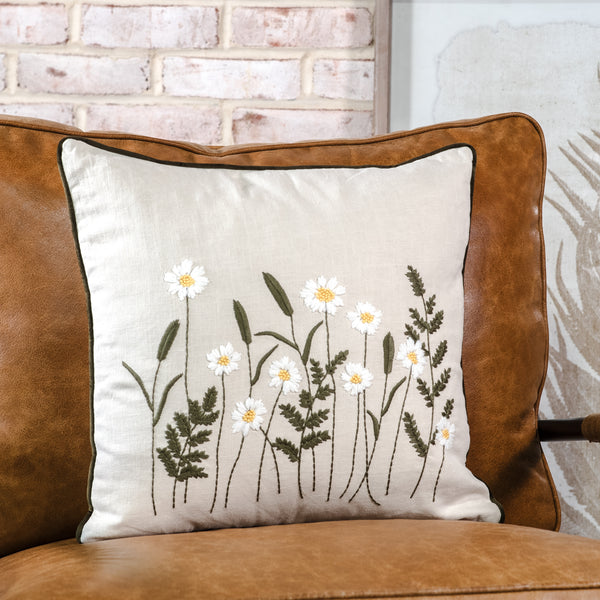 Ivory Daisy Pillow