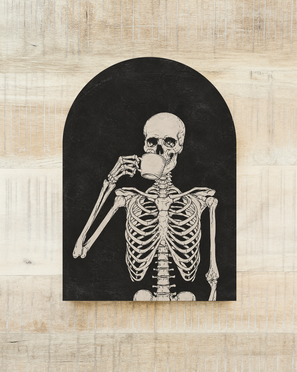 Skeleton with Coffee, Arch