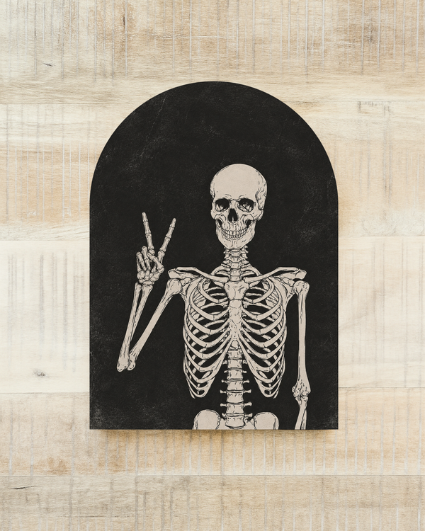Skeleton with Peace Sign, Arch