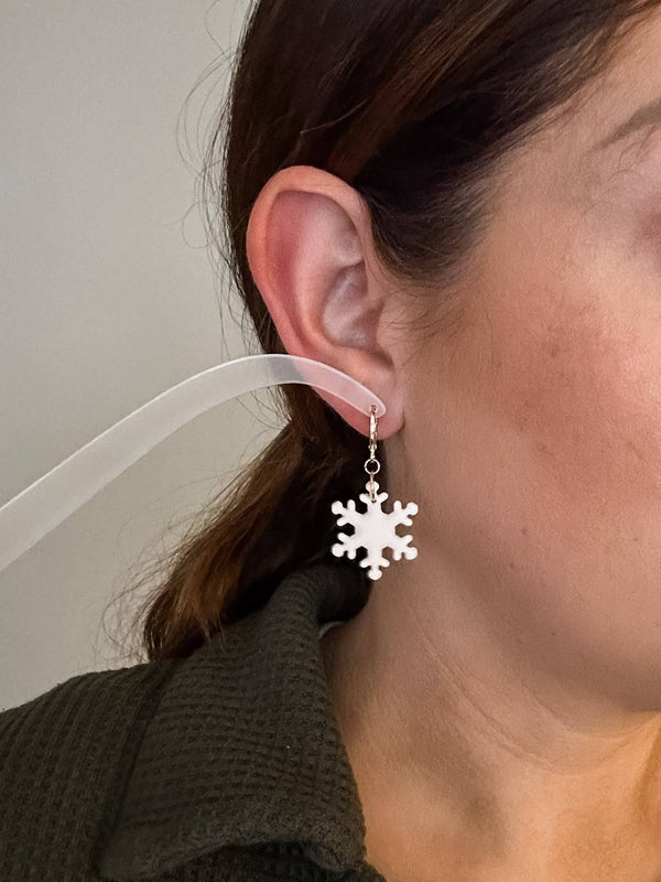 Snowflake Dangle Clay Earrings