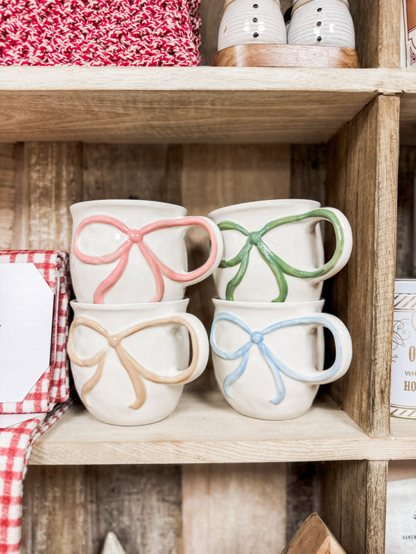 Bow Stoneware Mug, Four Colors