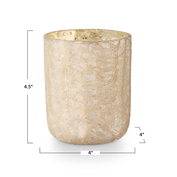 Winter White Small Boxed Crackle Glass Candle