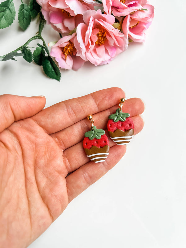 Chocolate Covered Strawberry Earrings