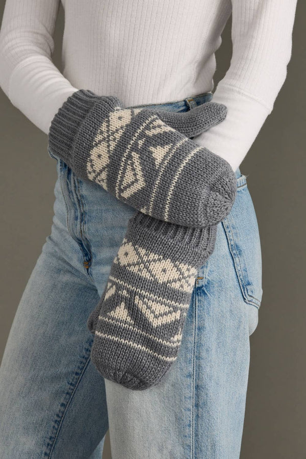 Gray & Cream Patterned Mittens