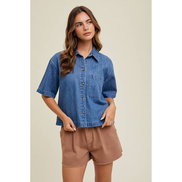 Leah Denim Button-Up