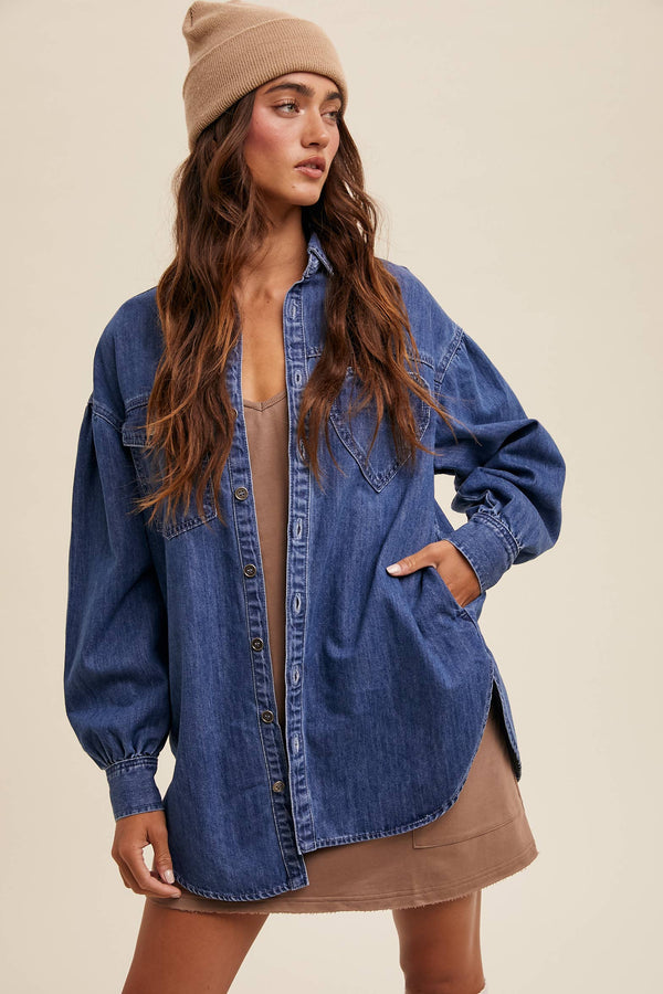 Heart Oversized Denim Shirt