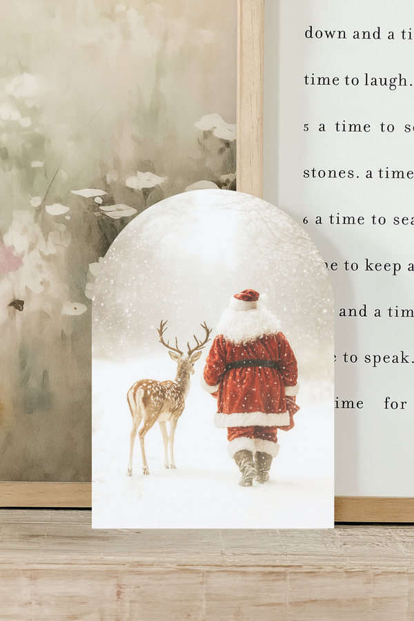 Santa and Reindeer Walking, Arch