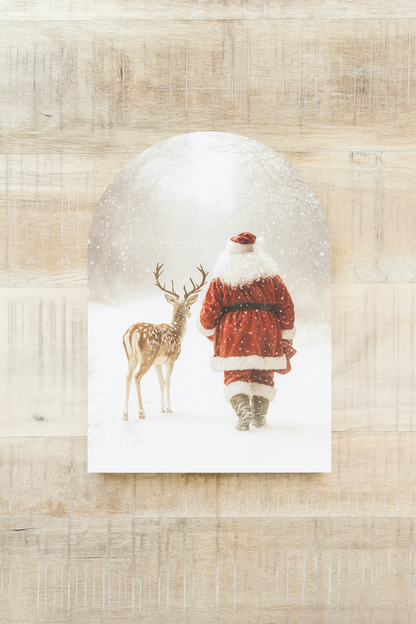 Santa and Reindeer Walking, Arch