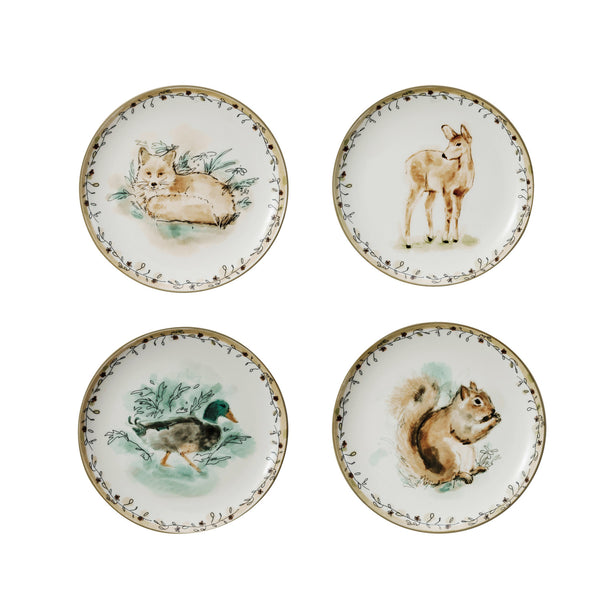 Animal & Floral Stoneware Plate