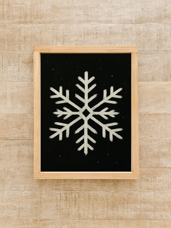 Chalk Snowflake Wood Sign