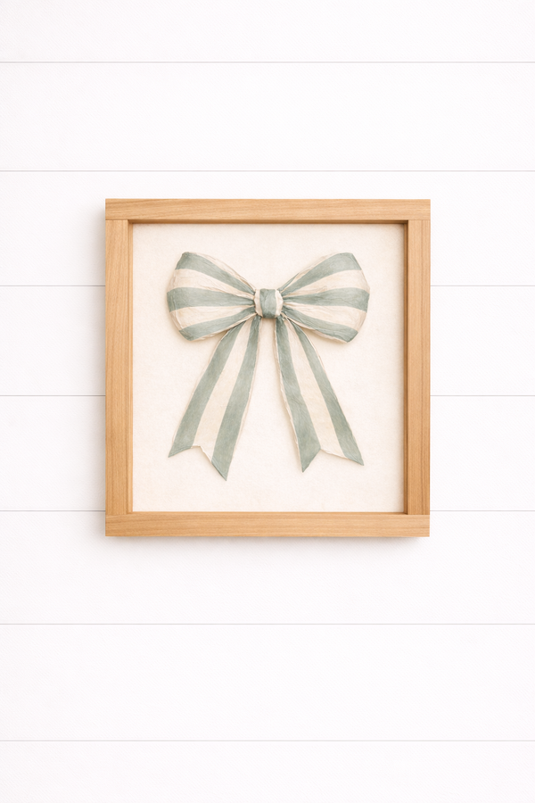 Sage Stripe Bow