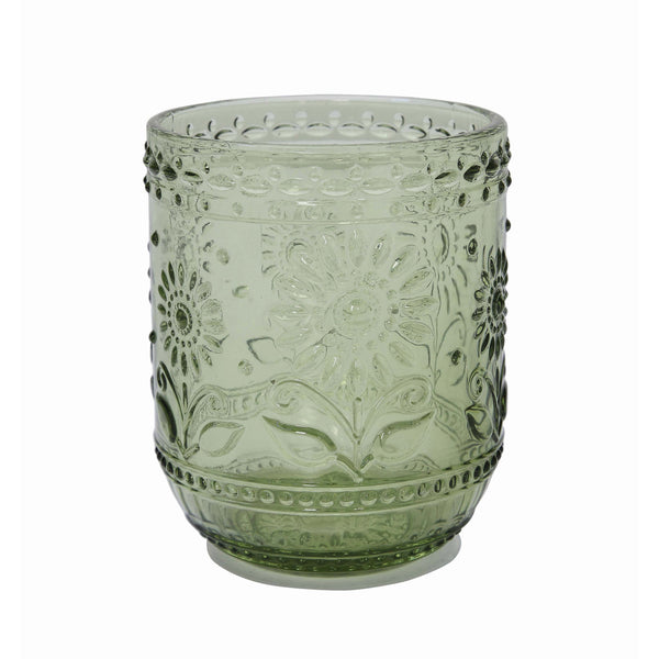 Round Embossed Drinking Glass, 2 Colors
