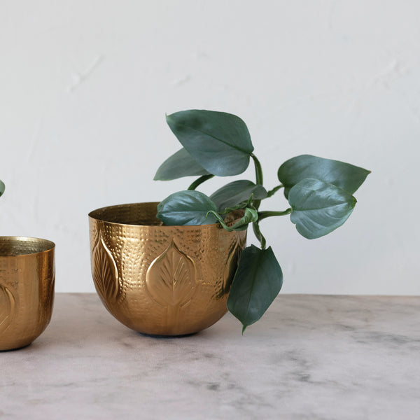 Debossed Antique Gold Planters