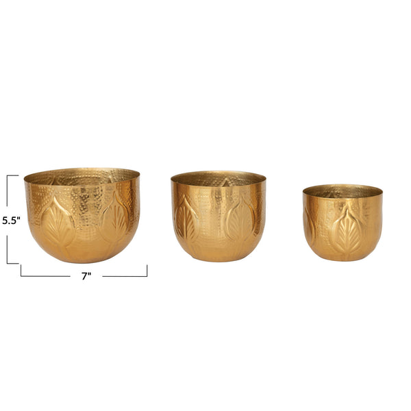 Debossed Antique Gold Planters