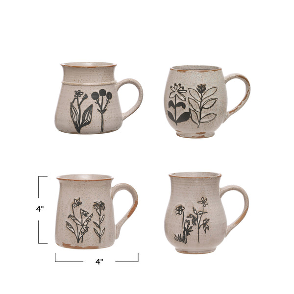 Debossed Floral Mug