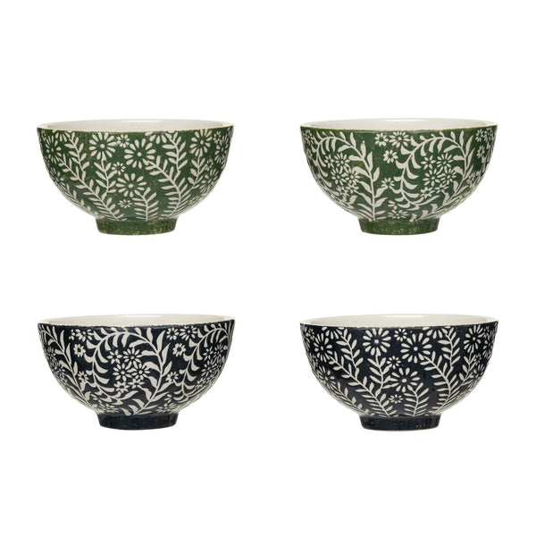 Botanical Stoneware Bowl, 4 Styles