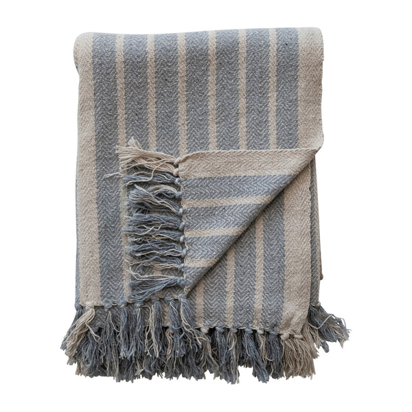 Blue Stripe Woven Throw