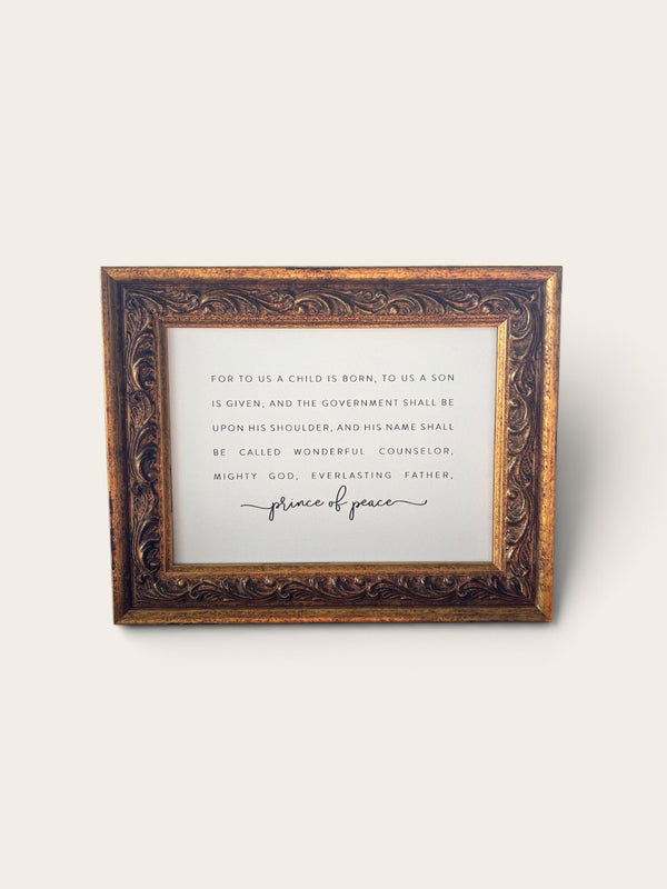 For To Us A Child | Antique Gold Frame Wall Art