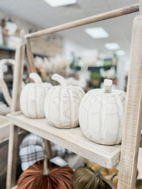 Handcarved Wood Pumpkin