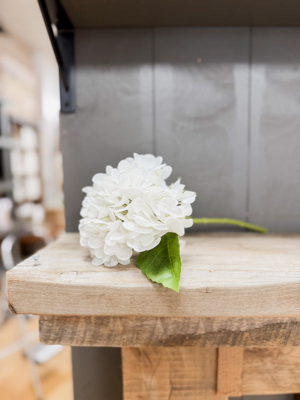 Faux Hydrangea Stem, White
