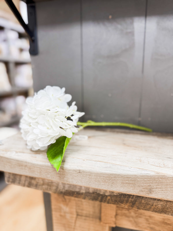 Faux Hydrangea Stem, White