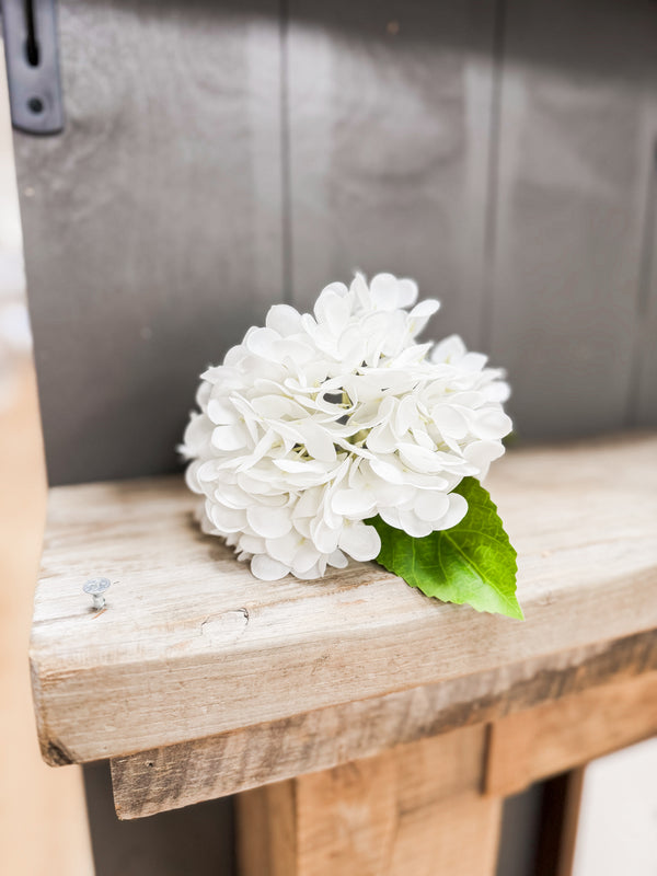 Faux Hydrangea Stem, White