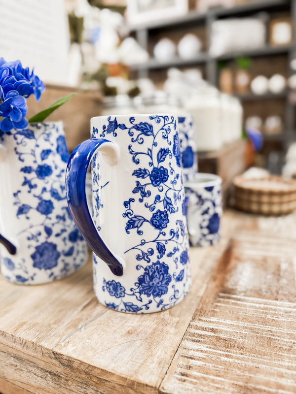 Blue Floral Pattern Pitcher