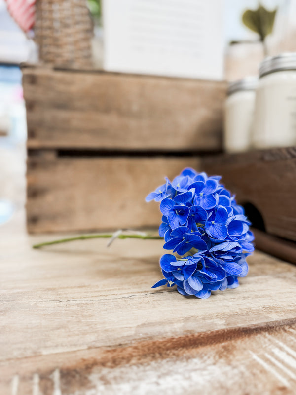 Faux Hydrangea Stem, Blue