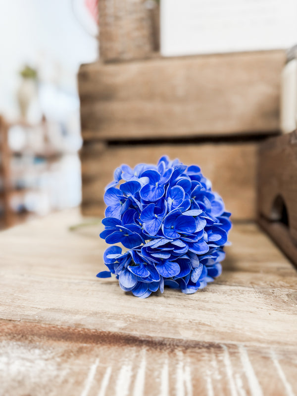 Faux Hydrangea Stem, Blue