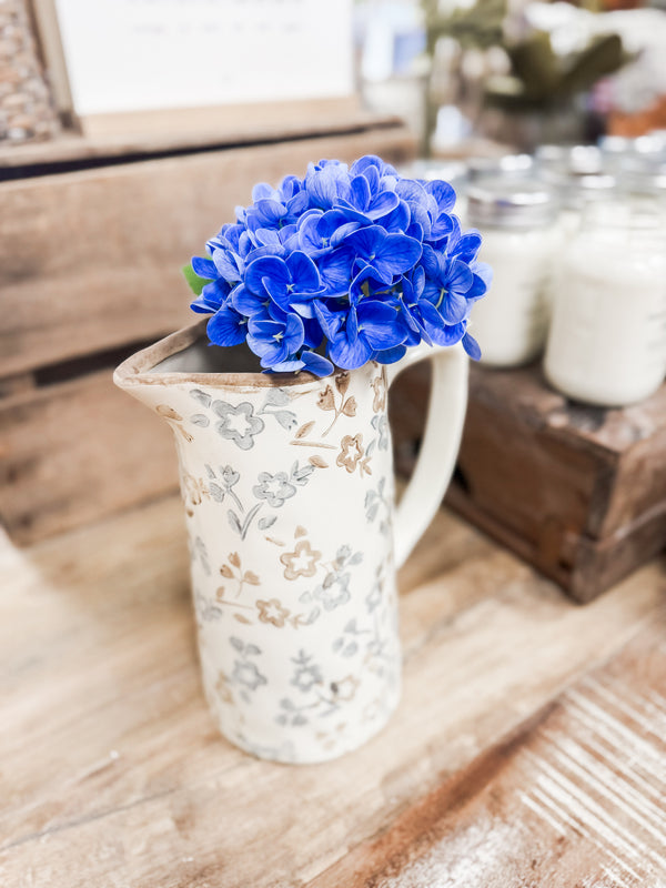 Beige and Blue Floral Pitcher