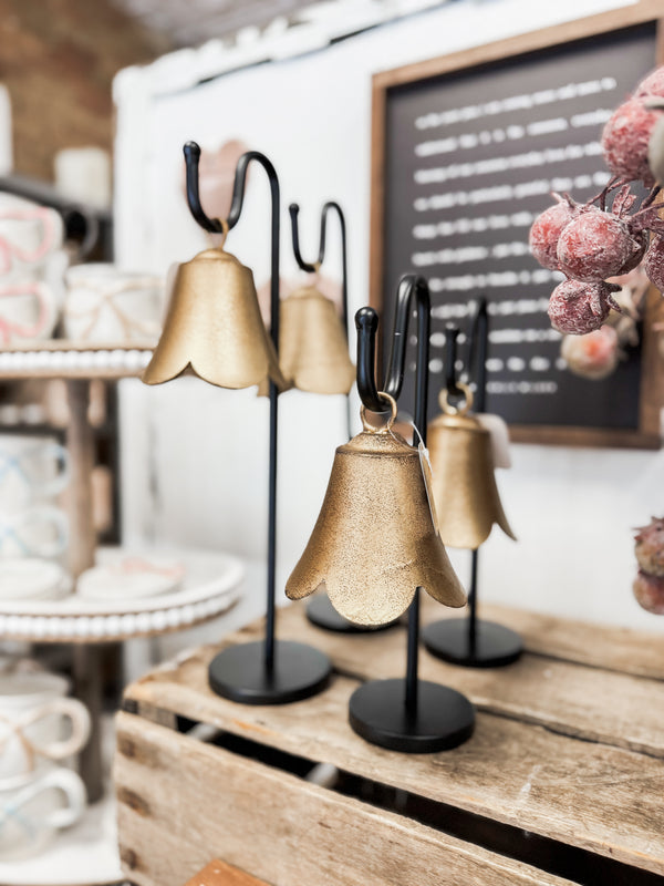 Gold Scalloped Bell On Stand