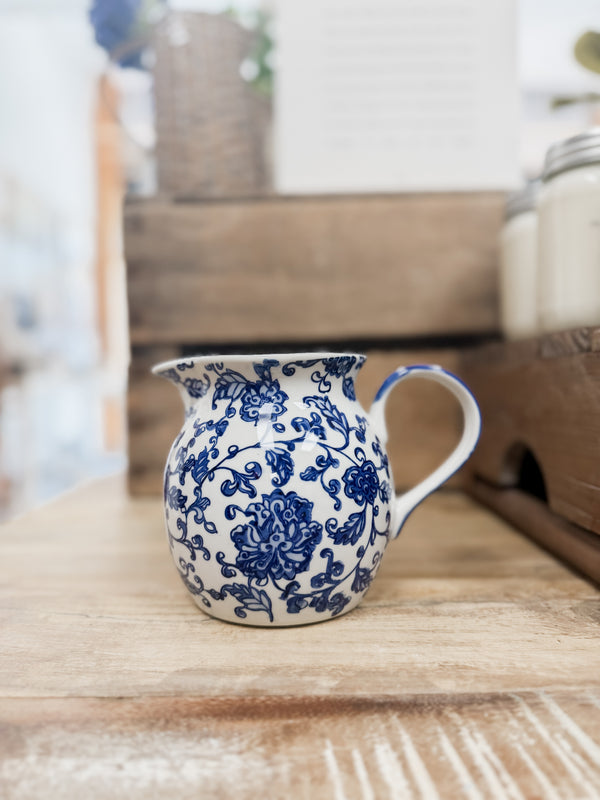 Blue Floral Squat Pitcher