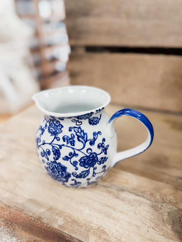 Blue Floral Squat Pitcher