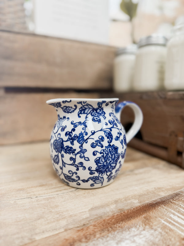 Blue Floral Squat Pitcher