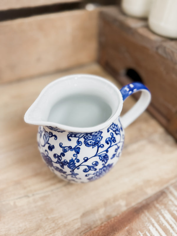 Blue Floral Squat Pitcher