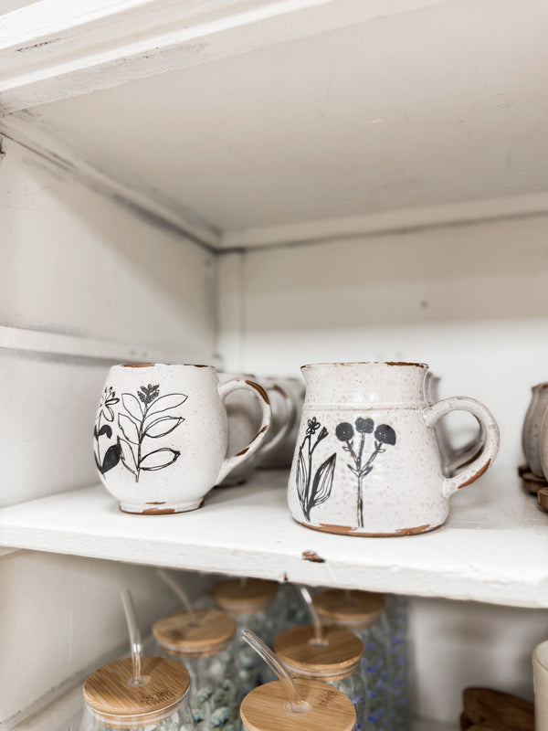 Debossed Floral Mug, Four Styles