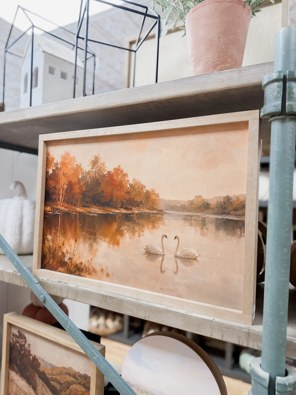 Autumn Lakeside Swans, Horizontal