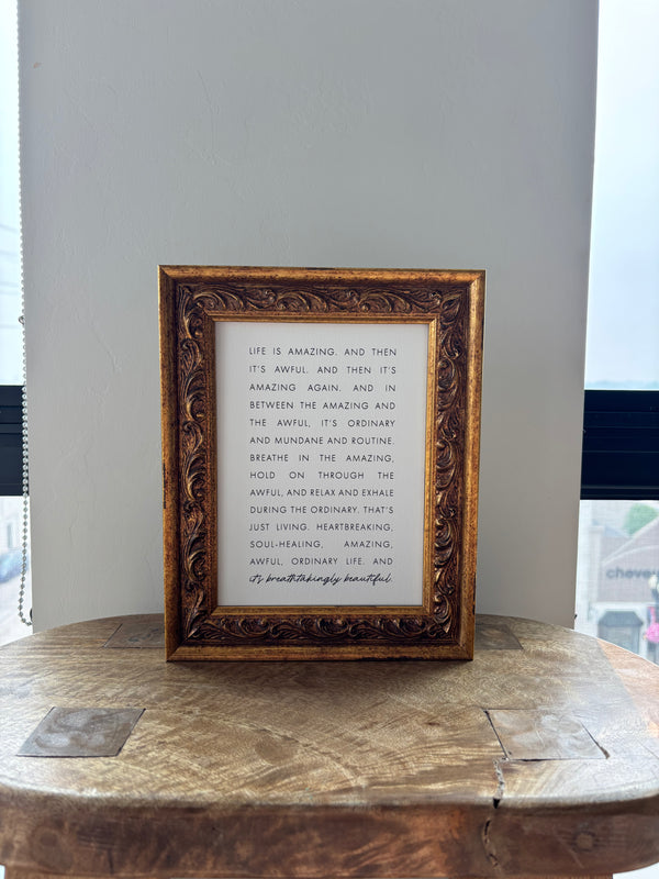 Life Is Amazing | Antique Gold Frame Wall Art