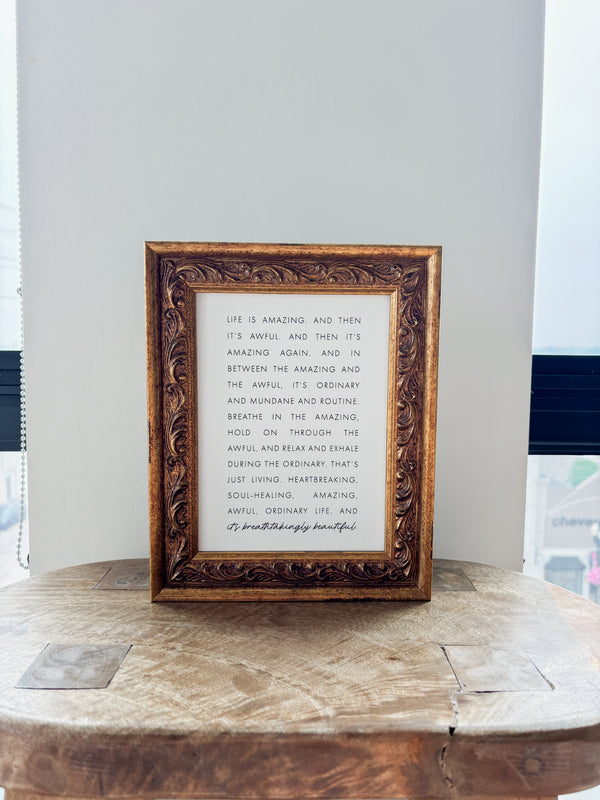 Life Is Amazing | Antique Gold Frame Wall Art