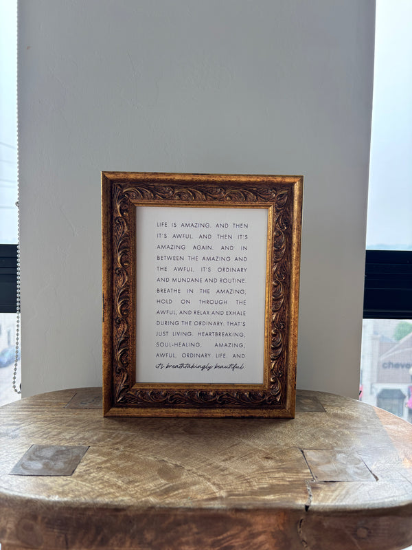 Life Is Amazing | Antique Gold Frame Wall Art