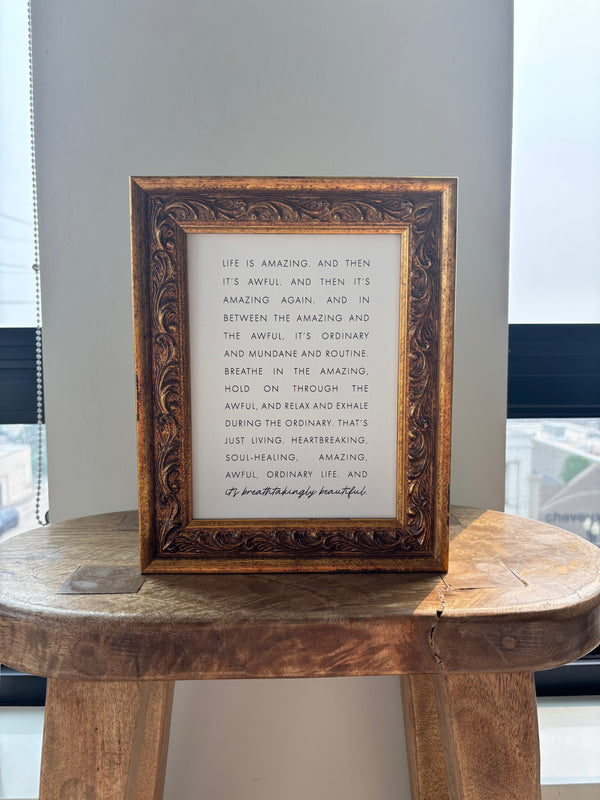 Life Is Amazing | Antique Gold Frame Wall Art