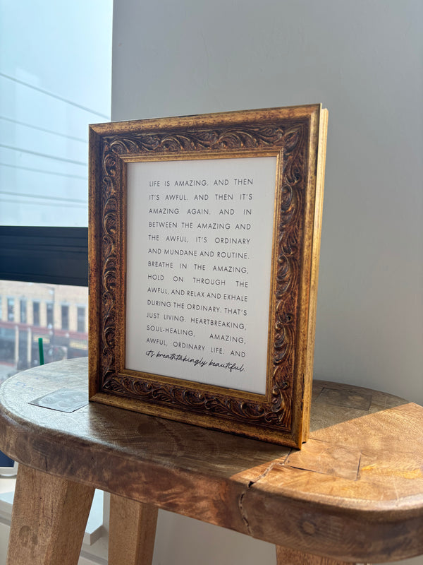 Life Is Amazing | Antique Gold Frame Wall Art