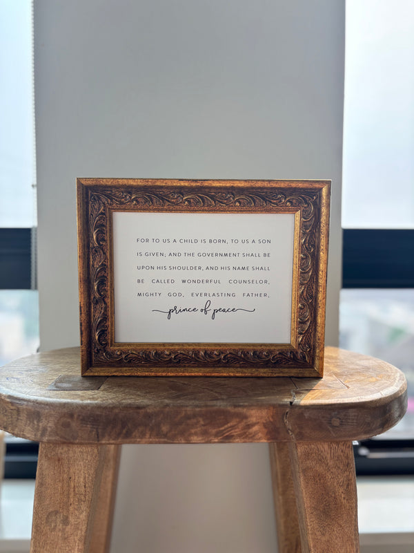 For To Us A Child | Antique Gold Frame Wall Art