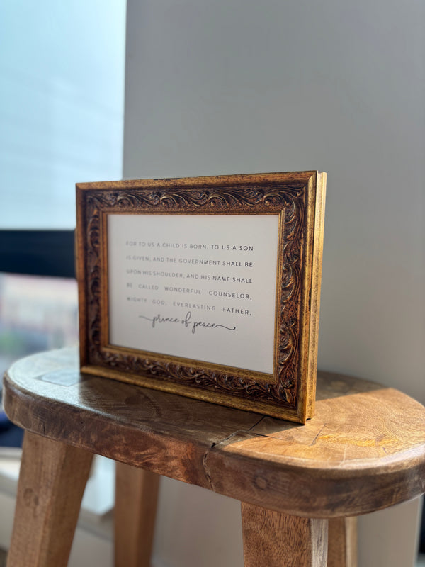 For To Us A Child | Antique Gold Frame Wall Art