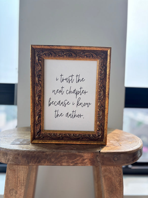 I Trust the Next Chapter: Antique Gold Frame Wall Art