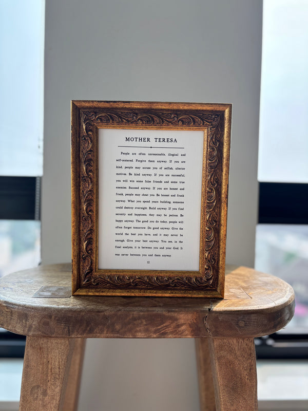 Mother Teresa: Antique Gold Frame Wall Art