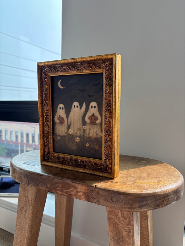 Ghost Flower Field | Halloween Antique Gold Frame