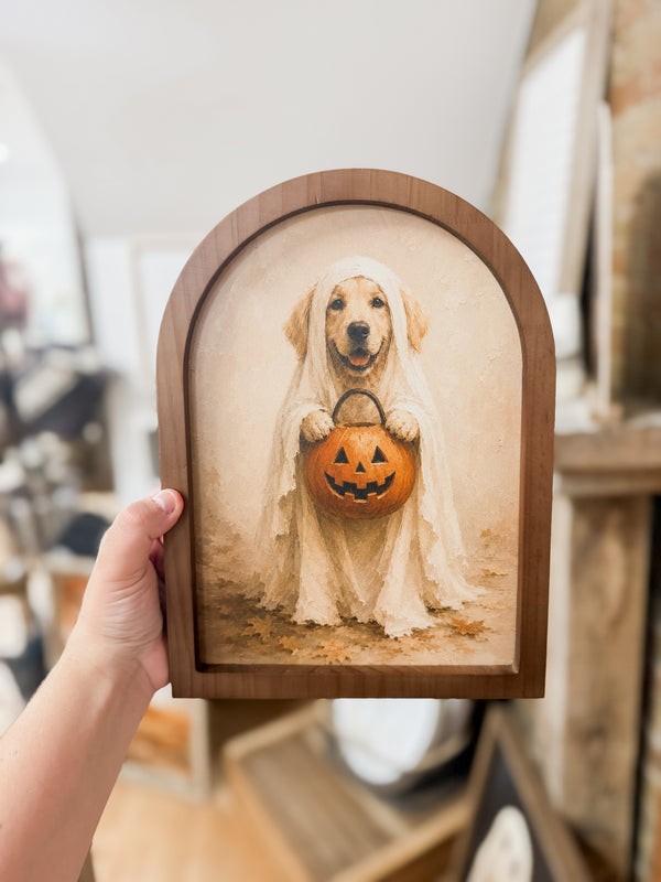 Golden Retriever Halloween, Framed Arch